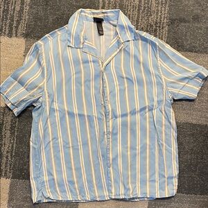 H&M Light Blue and White Striped Casual Shirt